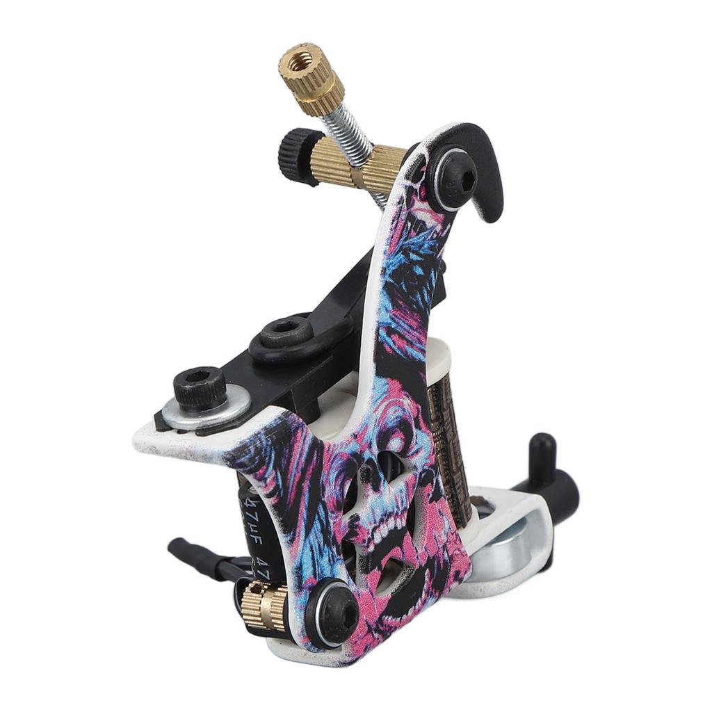 10 Wrap Coils Tattoo Machine Skull Pattern Liner Coils Tattoo Machine for Beauty Salon Pink