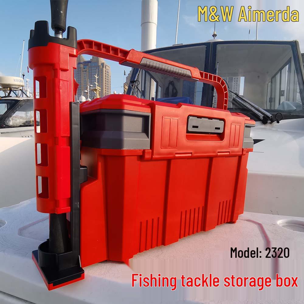 Aimeida MW 20L Multi-functional Fishing Tackle Box: Stand/Sit, Rod Holder, Sea Fishing Tool.