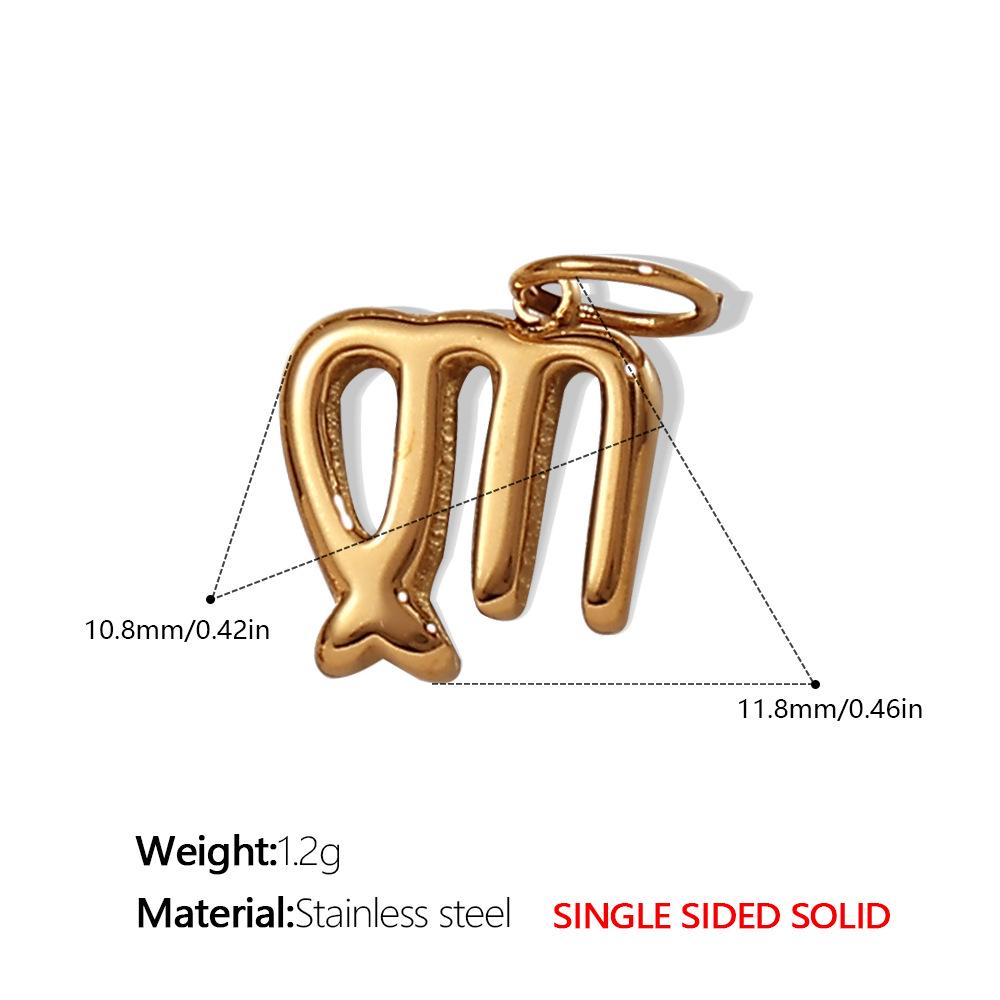 18K Gold Plated Stainless Steel Zodiac Pendant Necklace - European & American Fashion
