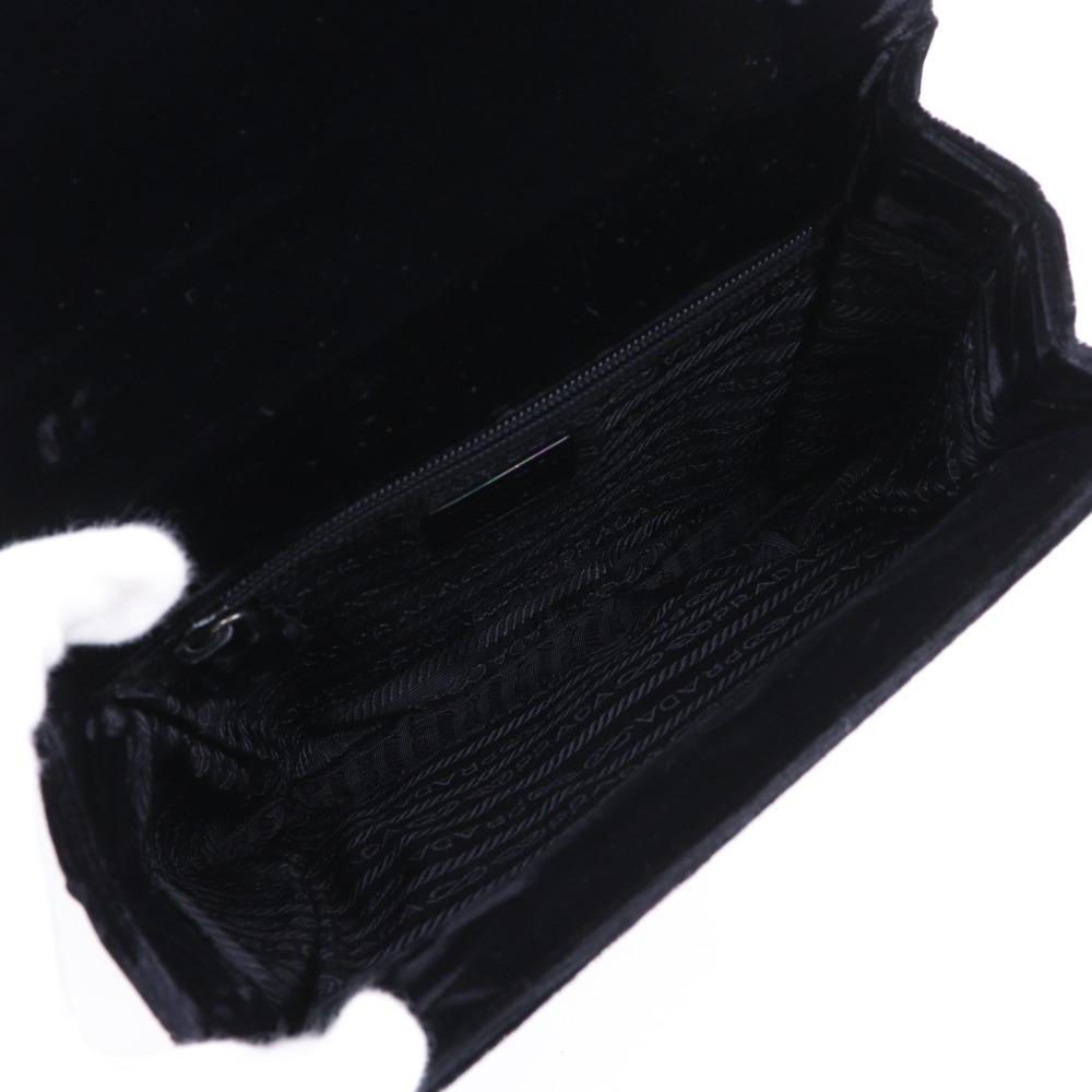 Prada One Handle Handbag Vintage NERO Black Velor Women Used