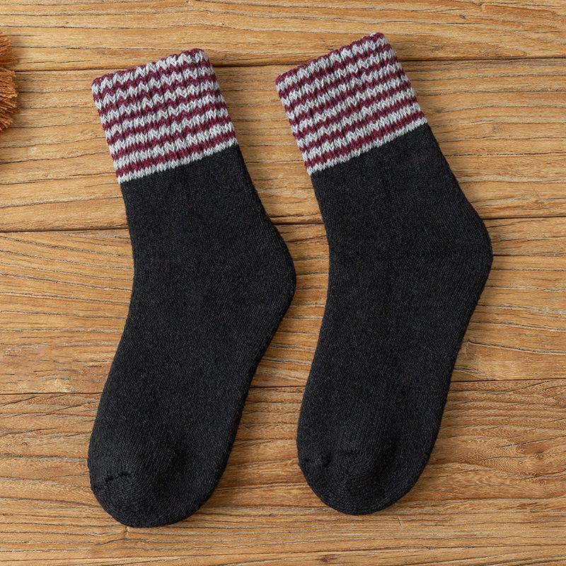 Chaussettes Super Épaisses pour Femme Hiver Mi-mollet Chaussettes en Laine, Épaissies et Molletonnées Chaudes Chaussettes Longues pour Femme, Chaussettes Noires Amples en Coton Cachemire