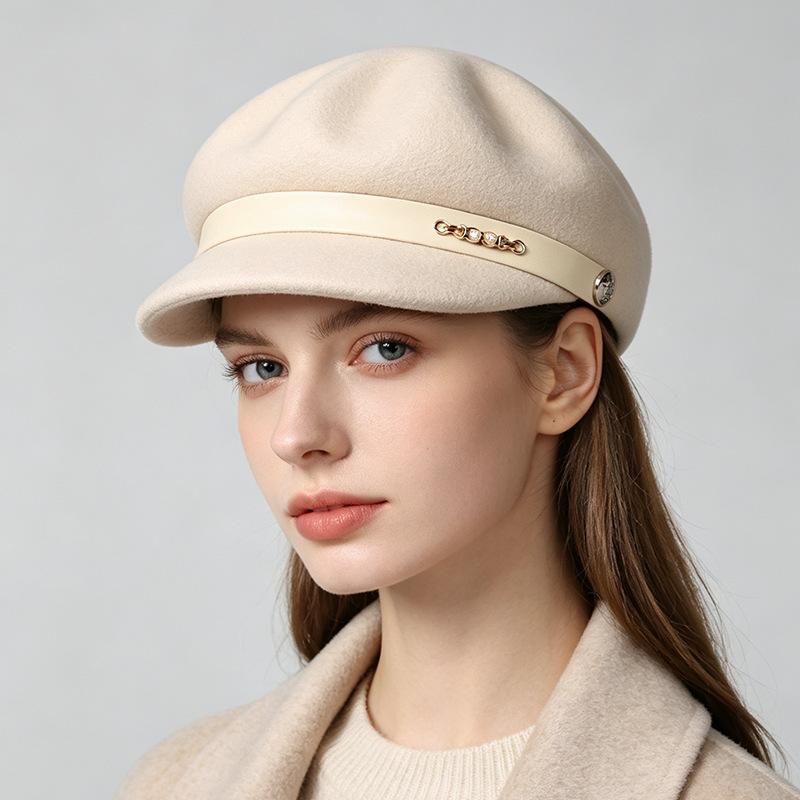 Autumn and Winter New Top Hat Wool Cap Fashionable Elegant Hat Women's Trendy Woolen Hat Fashionable Star Anise Felt Hat