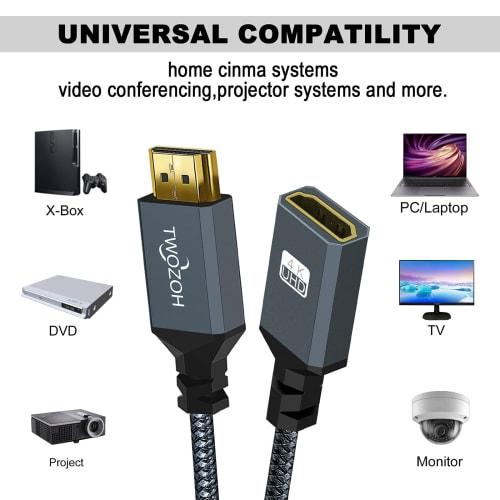 Twozoh HDMI Extension Cable 3M HDMI Male To Female HDMI Cord Nylon Braided HDMI Extender HDMI 2.0 Cable Adapter 4K@60Hz 3D HDR Compatible