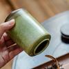 Creative Ceramic Green Tea Canister, Vintage Kiln-Glazed Sealed Candy Box Home Portable Storage Jar for Nuts and Coffee Beans
