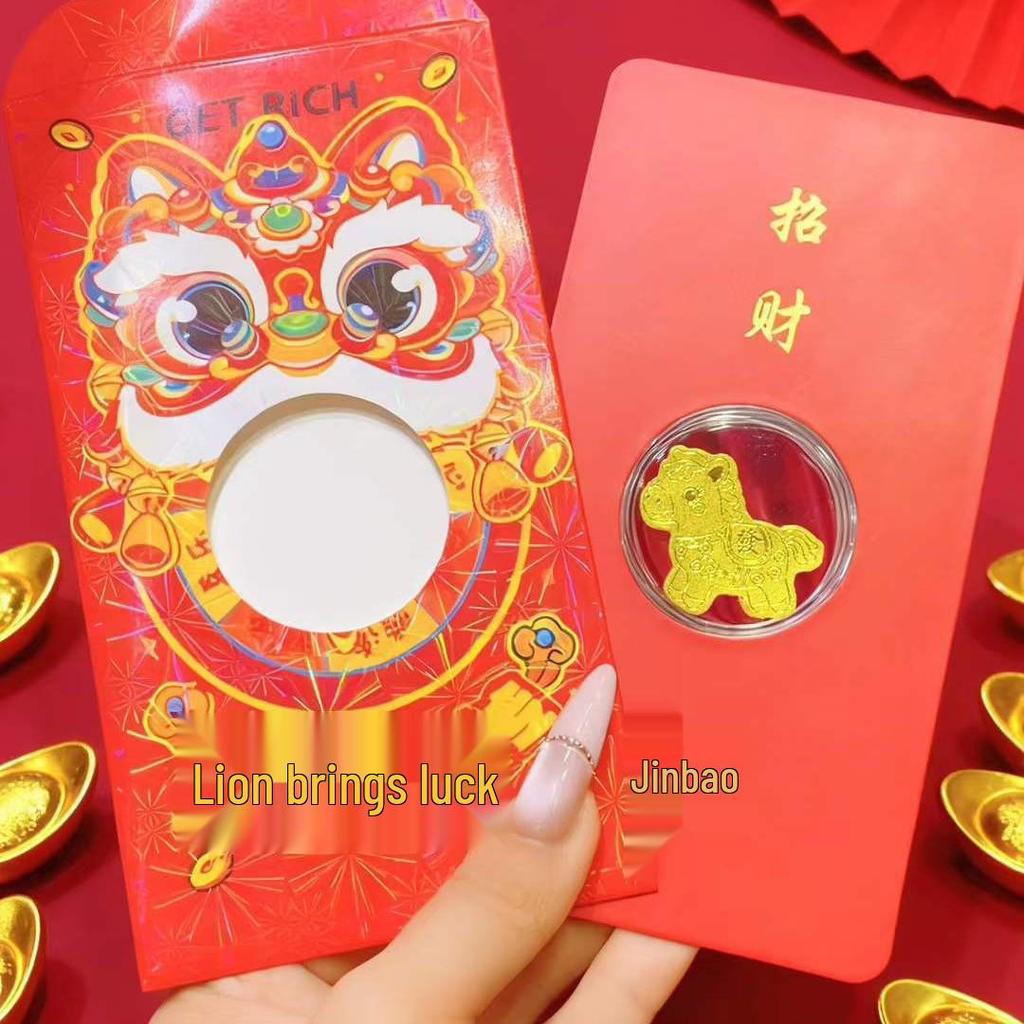 Golden Horse Phone Sticker Red Envelope Creative New Year Lucky Money Bag Gift