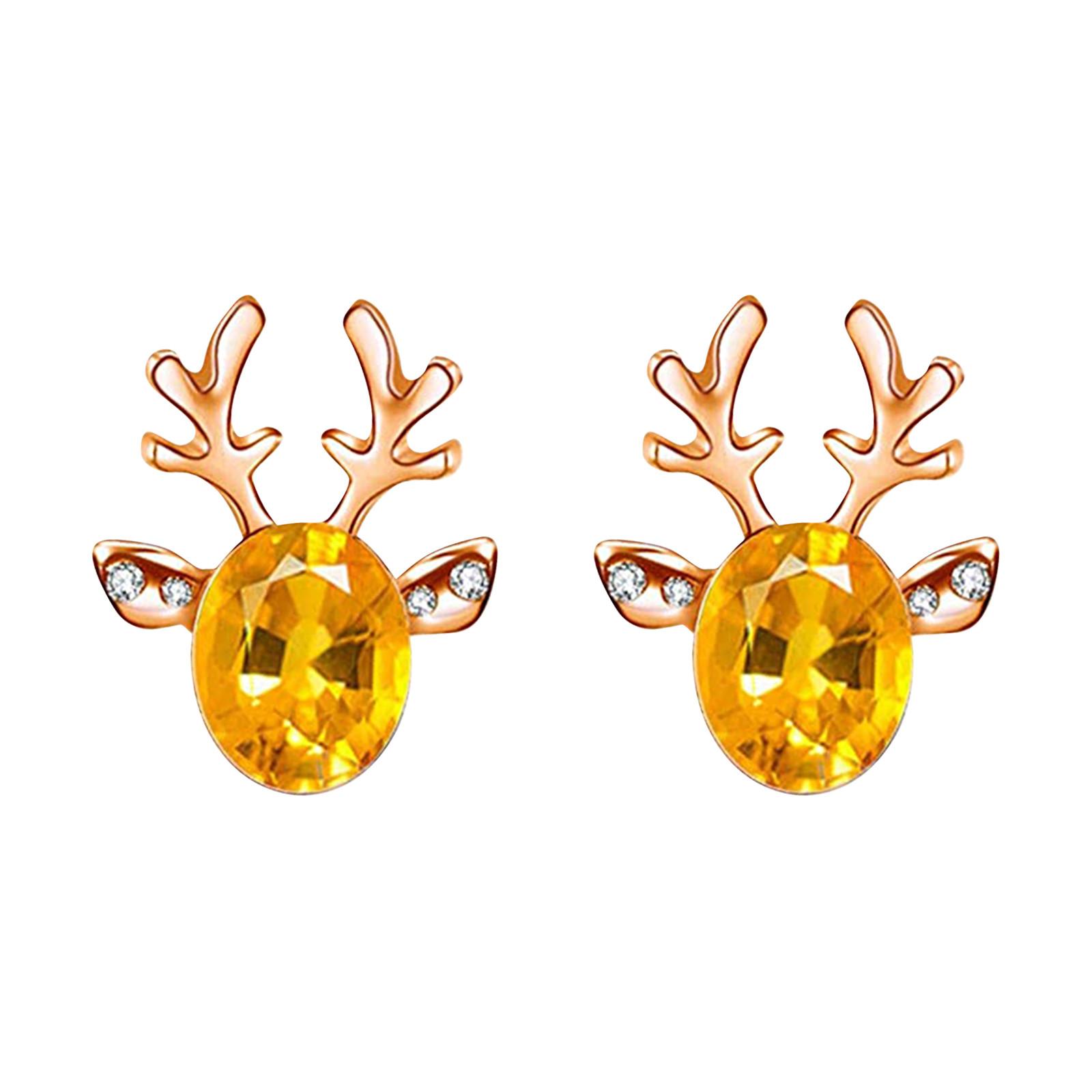 

Серьги-гвоздики с цирконием, женские рождественские рога, серьги-гвоздики с оленями, серьги-гвоздики в стиле бохо, милые серьги, ювелирные изделия, подарки, рождественские украшения One Size жёлтый