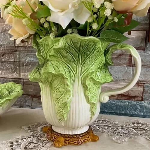 

Европейский креативный керамический чайник-капуста Набор чайных чашек фруктовая тарелка Обеденный стол ТВ-тумба ваза декоративные элементы украшение дома