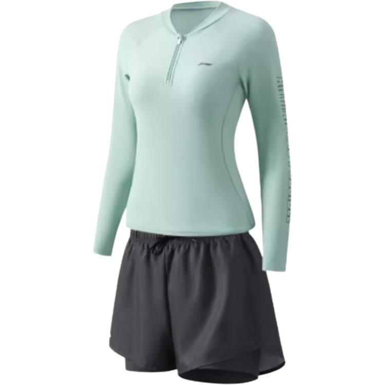 

Li Ning Простой Модный Удобный Топ с Длинным Рукавом Спортивный Со средней Посадкой Универсальные Шорты с Разрезами Купальник Женский купальник LSYW187-2 XXL