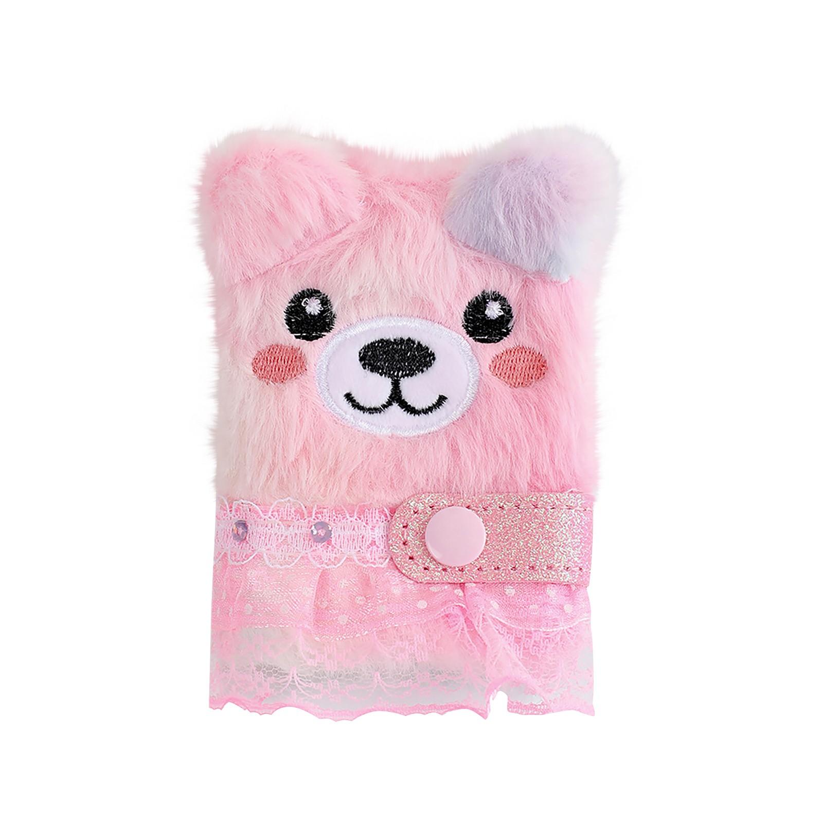 

Мультяшный плюшевый блокнот для студента A5 Дневник для девочки Справочник для девочки Подарочная книга One Size розовый