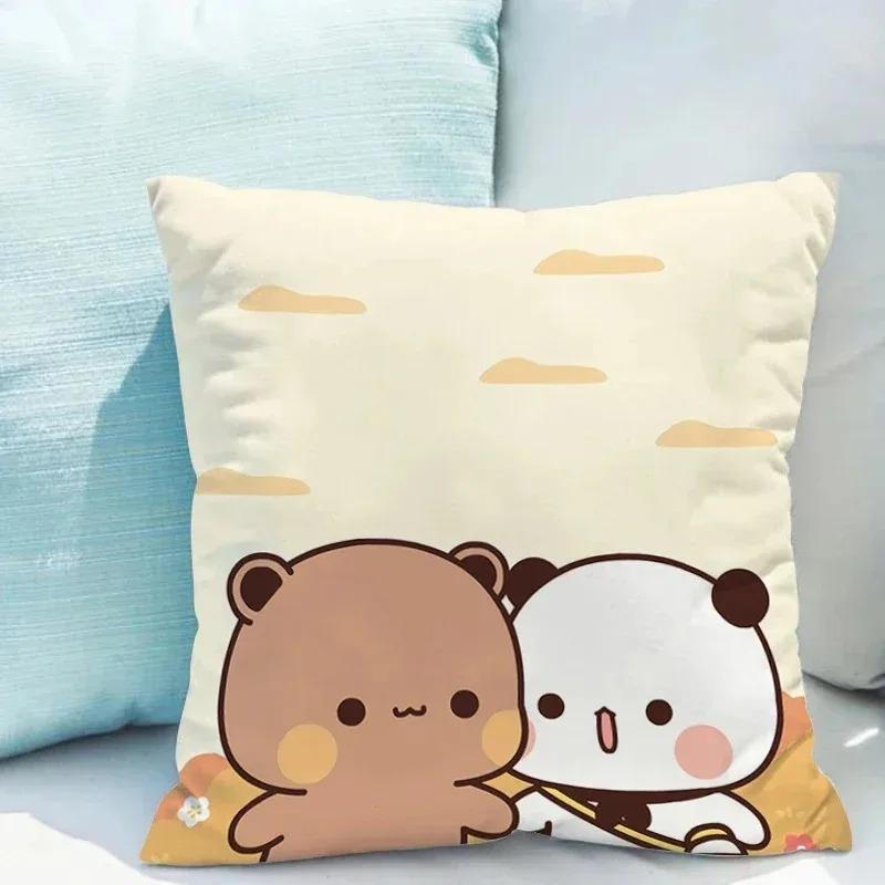 Bubu Dudu Cartoon Bear Pillow Cover 45X45Cm - Cute Kids Bedroom Decor, Soft Plush Sofa Pillow Case For Living Room