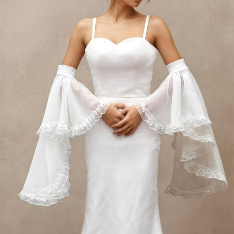 Maniche a Rete con Bordi in Pizzo, Protezione Solare Decorativa per Braccia, per Donne, Matrimoni all'Aperto e Occasioni Formali