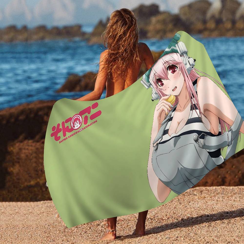 Classic Anime Super Sonico Microfiber Printed Beach Towel Mountain Climbing Yoga Beach Swimming Running Absorbent Soft Towel
