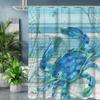 Crab Turtle Fishes Pattern Bathing Curtain  Bathroom Shower Curtain Waterproof With 12 Hooks Home Deco Free Ship
