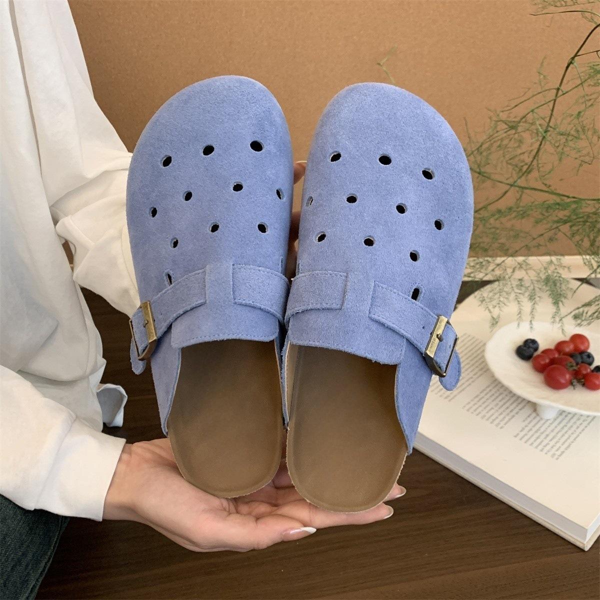 

Thick-soled bag head half slippers women s summer wear hole shoes one pedal retro Birkenstocks sandals 40