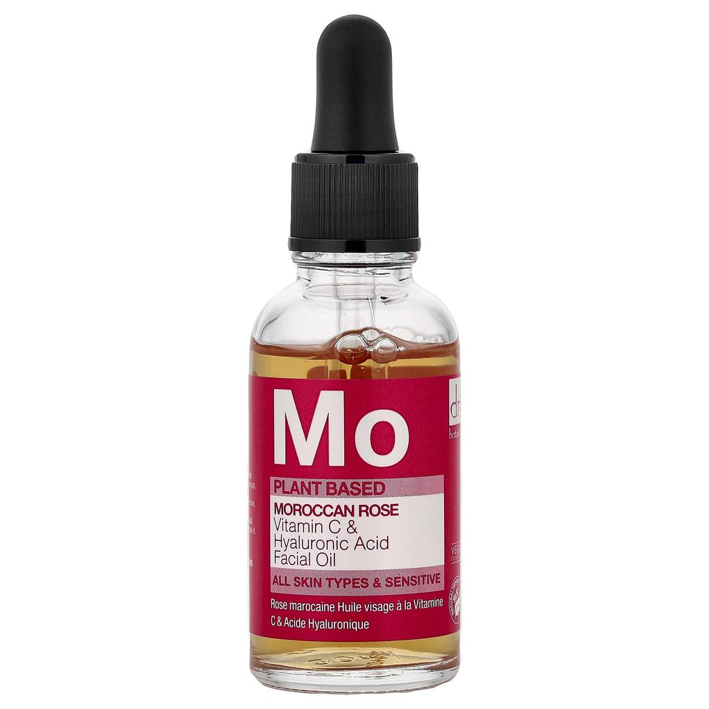 DR. BOTANICALS Marocká růže Vitamin C a Kyselina hyaluronová Pleťový olej, Vhodný pro všechny typy pleti, Citlivá pleť, 30 ml (1.01 Fl Oz)