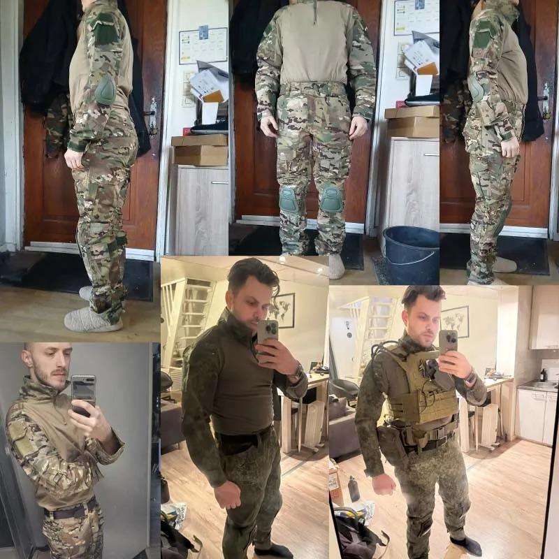 Costumes Verts Uniforme d'Extérieur Vêtements pour Hommes Survêtement Chemises Pantalons Cargo Paintball Ensembles pour Hommes Résistant à l'Usure