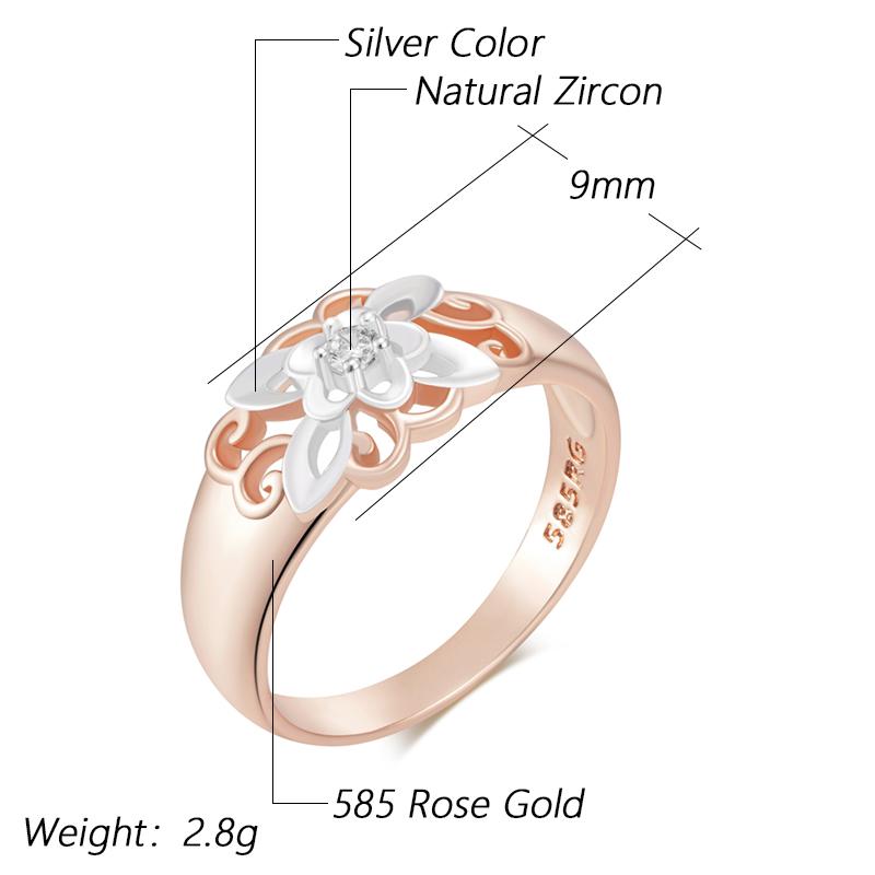 Trend Natural Zircon Flower Rings For Women Unique Rose Gold And Color Mix Vintage Wedding Fine Jewelry