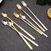 Coffee Spoon Long Handle Anti-rust Lovely Thickened Integrated Stir Electroplate Flavored Dessert Mixing Spoon Household Supplies