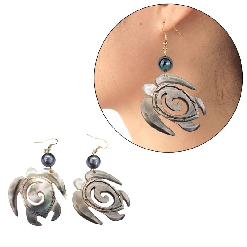 Black Natural Shell Earring Handmade Pearls Beads Pendant Earwears Ear Ornaments Charming Ear Hangers for Women Girl