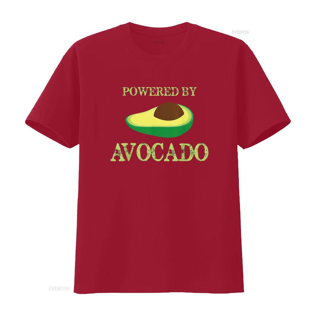 Mens Powered By Avocado T Shirt Funny V3 Black vintage Washed streetwear Breathable homme Top For Everyday Wear Comfortable