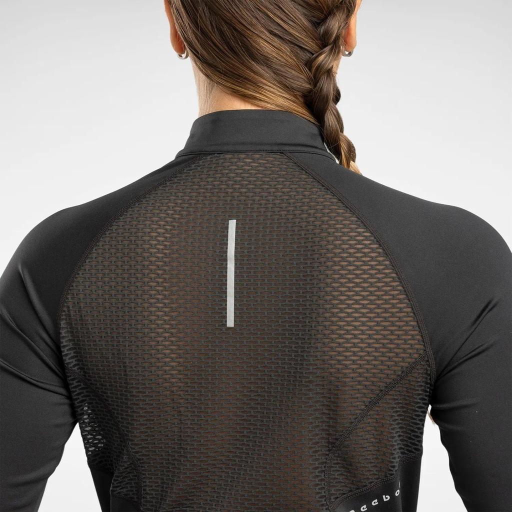 Reebok Running Fitness Half-Zip Fitted Long Sleeve Sports Hoodie Women hoodies Black 100075413