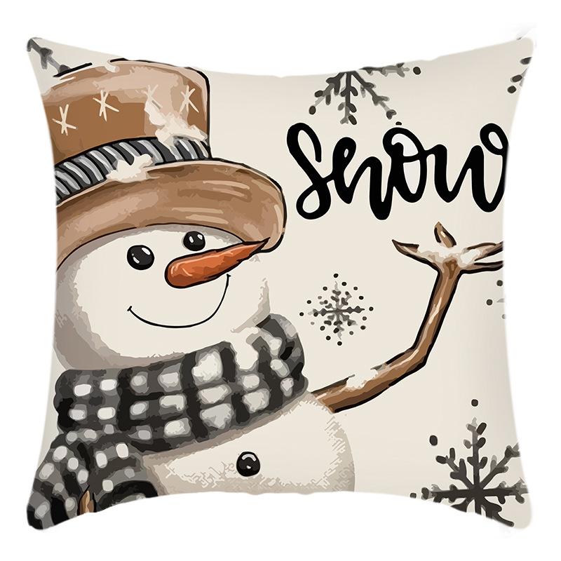 

New Christmas Pillow Elk Snowman Peach Leather Velvet Home Sofa Cushion Cover Premium Durable Quality Useful Practical 45 * 45 pillowcase