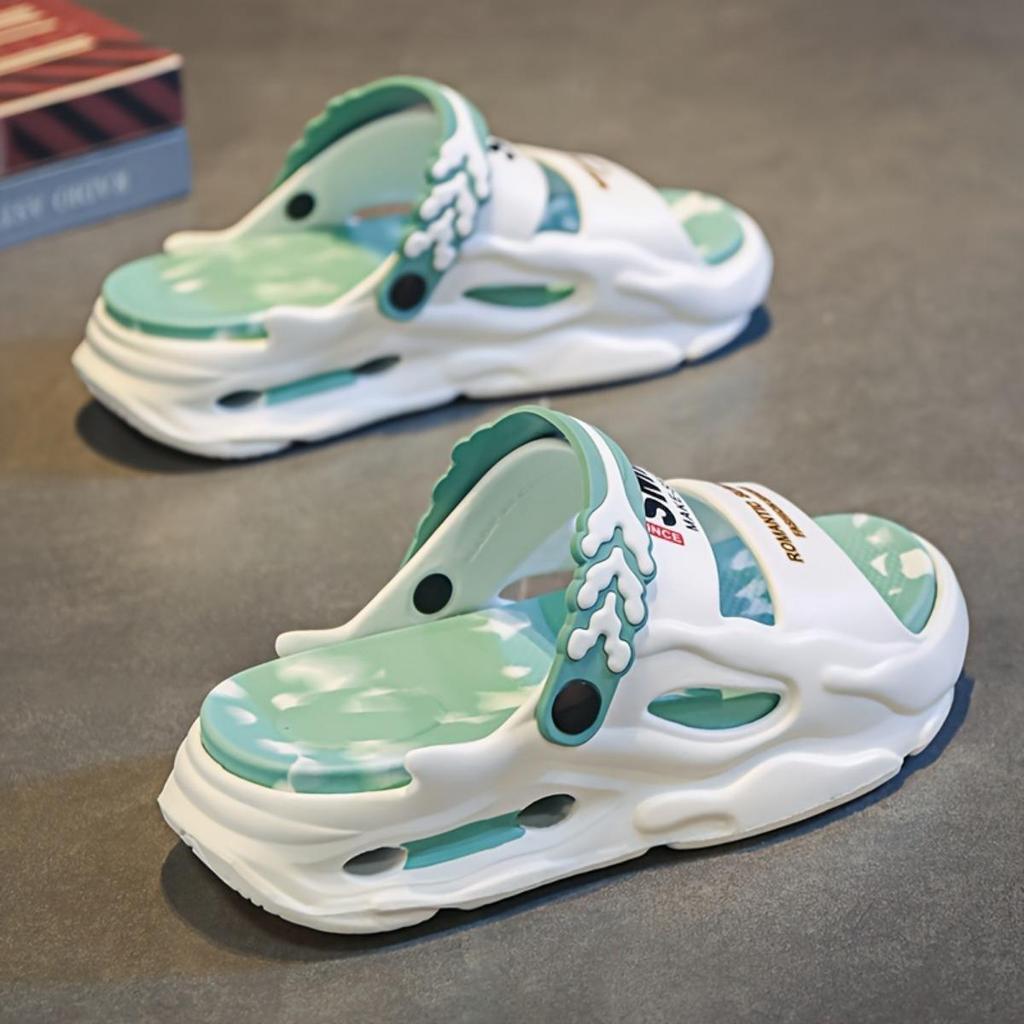 Men's and Women's EVA Sports Sandals and Slippers - Non-slip Casual Round Toe Letter Print - Lightweight and Breathable Beach Shoes for Couples