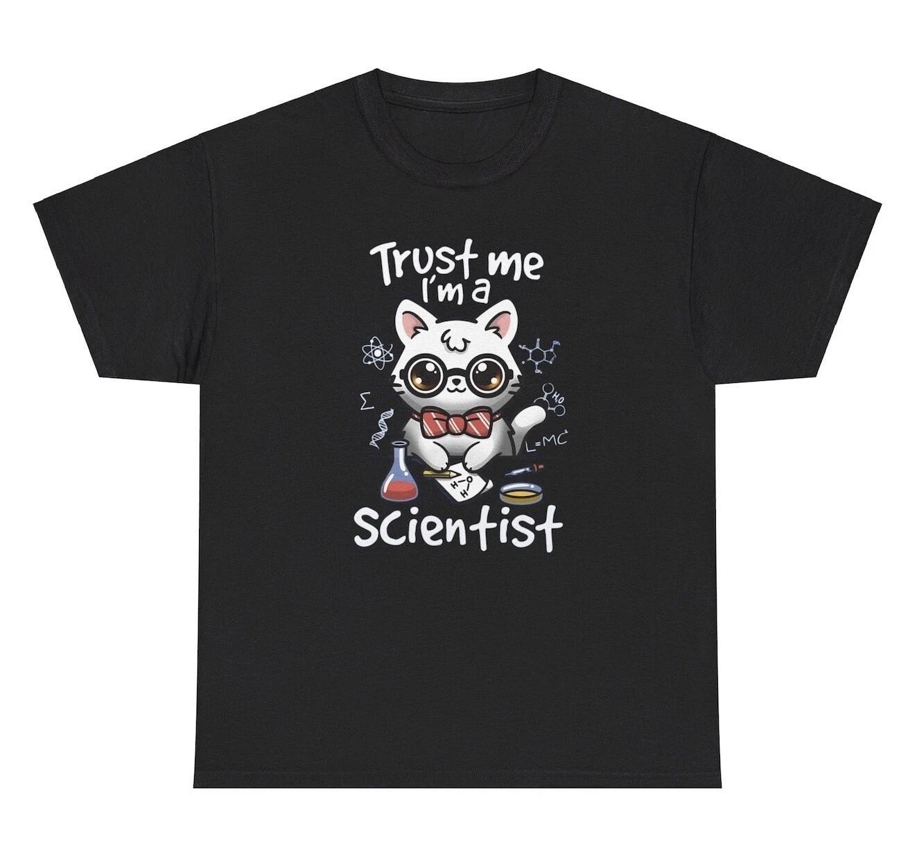 Trust Me I’m A Scientist Cat Graphic T Shirt Silly Ironic Gen Z Weird Tee 2XL