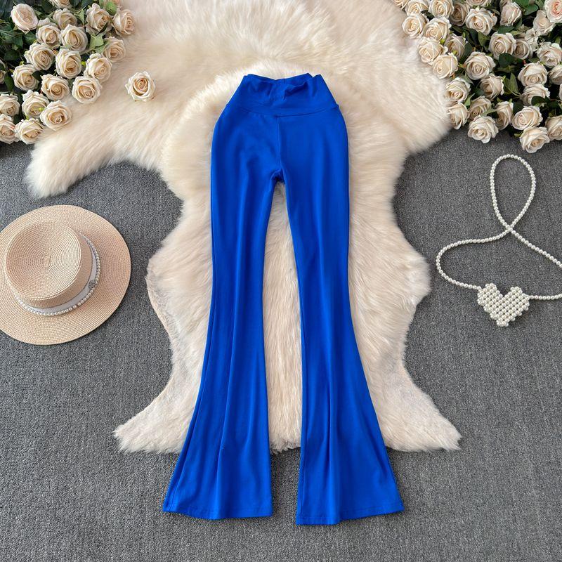 

Internet Celebrity Ins Casual Pants for Women Niche Style Best Selling High Waist Silm Bootcut Pants Sexy Figure Yoga Pants Royal Blue One size