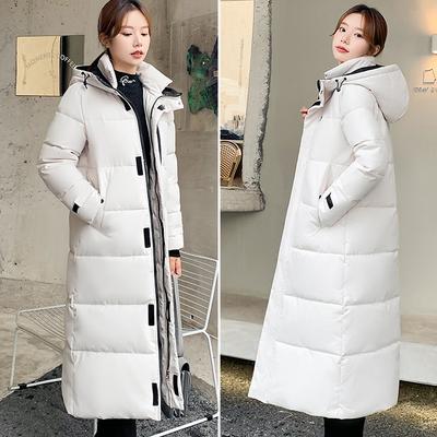 Winterjas met capuchon Dames Lange Verdikte Donzen Jas met Rechte Elegante Bovenkleding Mode Dames Parka's