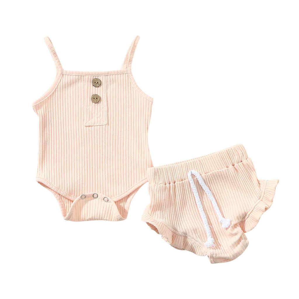 Newborn Infant Strap Romper Tops Shorts Pants Set Summer Outfits