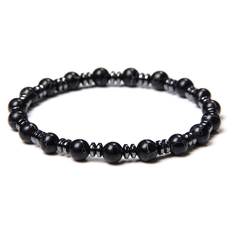 JYL TS Bracelet Men s Magnetic Beads Enhances Circulation And Grounding Energy Black pine white thread красно-желтовато-коричневый