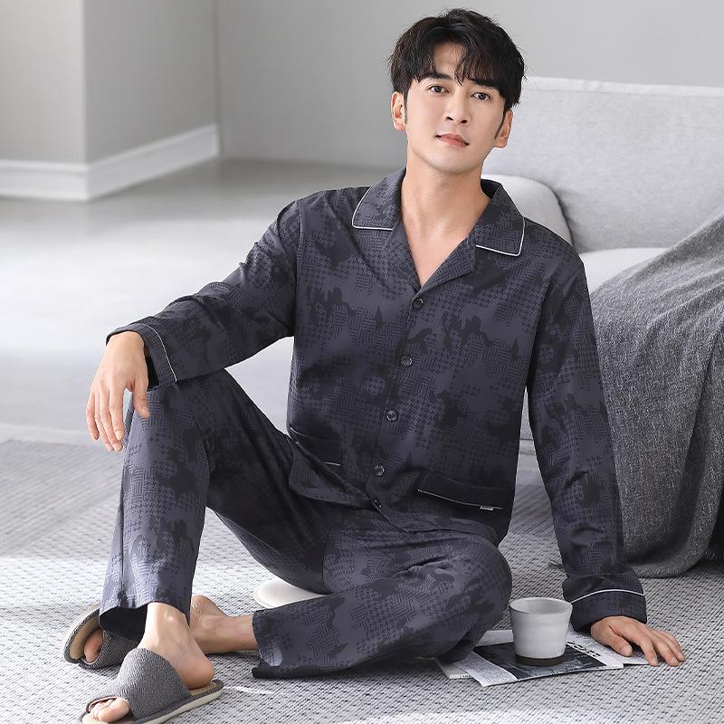 Pajamas Men'S Spring And Autumn Autumn Pure Cotton Long Sleeves Wear Loungewear Men'S Large Size Suit