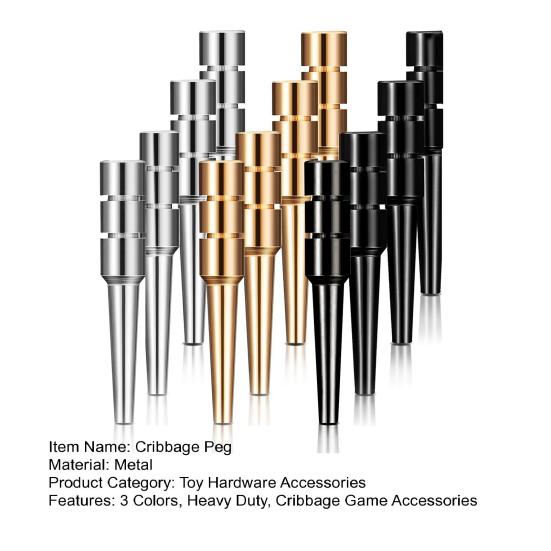 12Pcs/Set Metal Cribbage Peg 3 Colors Cribbage Scoreboard Pin 1/8-Inch Holes Scoring Needle Heavy Duty Score Stick Cribbage Board Game Accessories