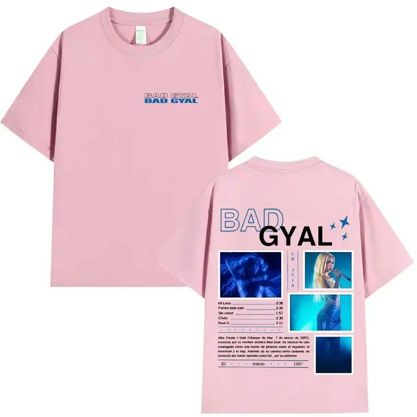 Punk Y2K Clothing Bad Gyal Album Tour Double Sided Print Graphics Tees Oversized Hip Hop T Shirt Casual Style Comfortle Unisex