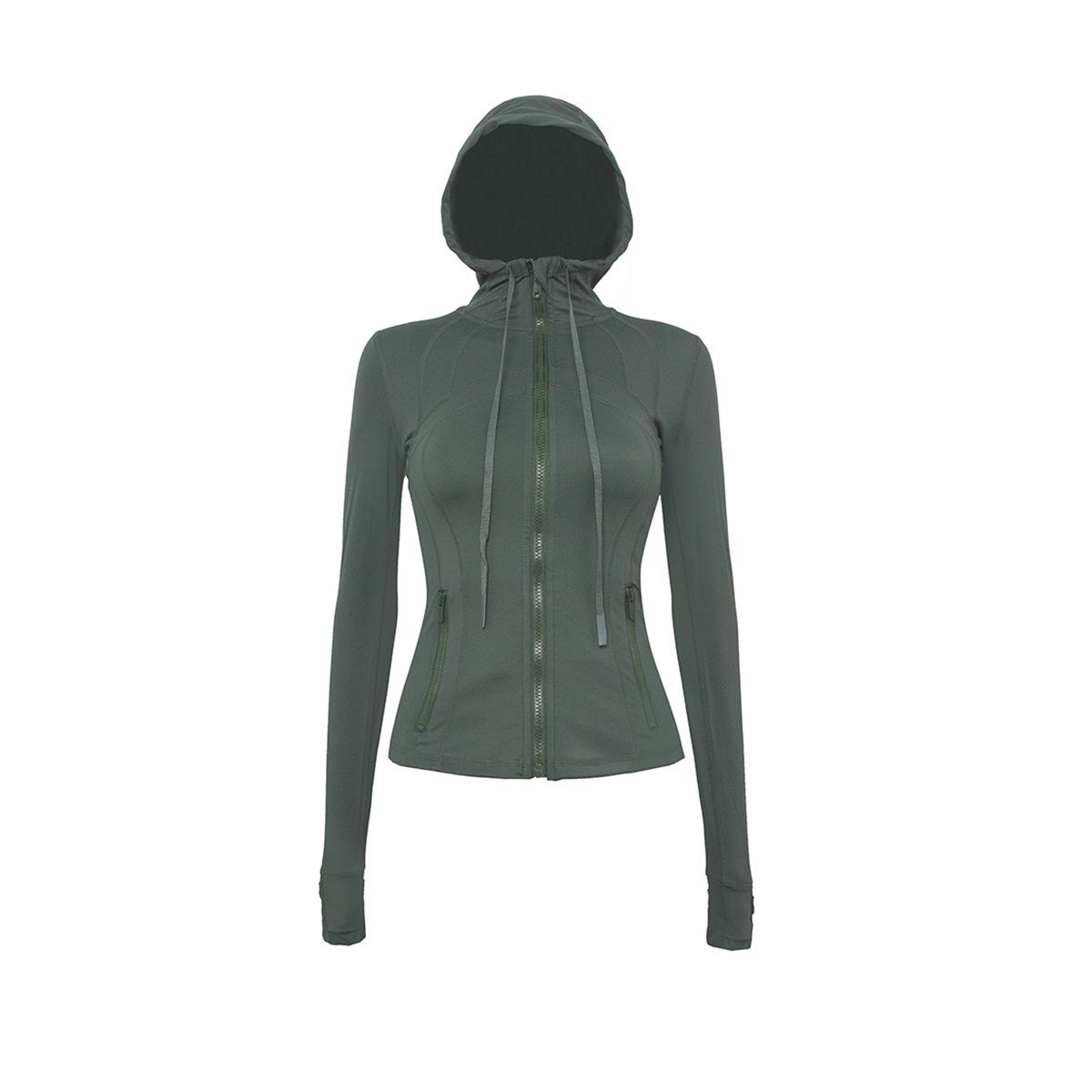 

Women s High-Elastic Hooded Yoga Suit: Spring & Autumn Running Top and Professional Sports Jacket XXL