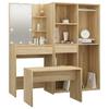 Vanity Table Set with LED Sonoma Oak Engineered Wood