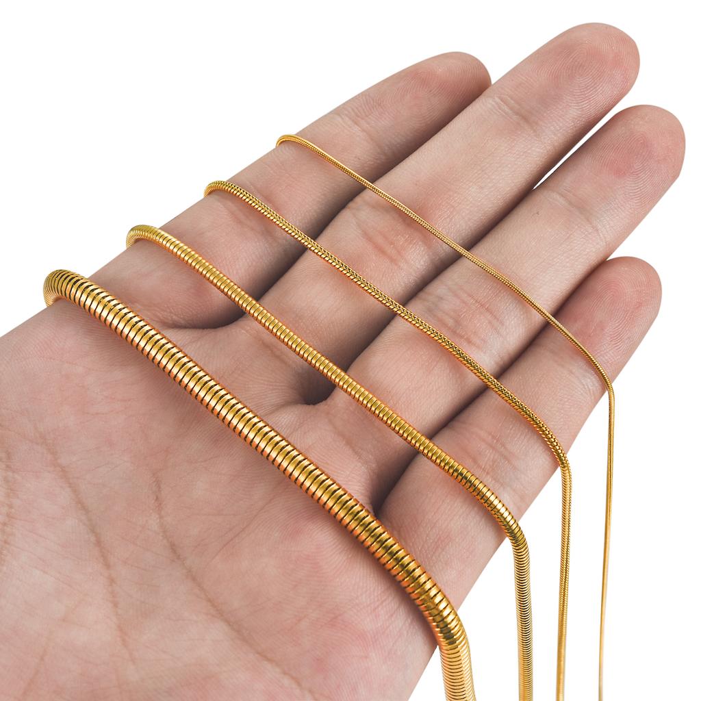1/1.5/2.4/4mm Basic Stainless Steel Round Snake Chain Necklace Gold Color Plated Choker On Neck Clavicle Jewelry Accessories
