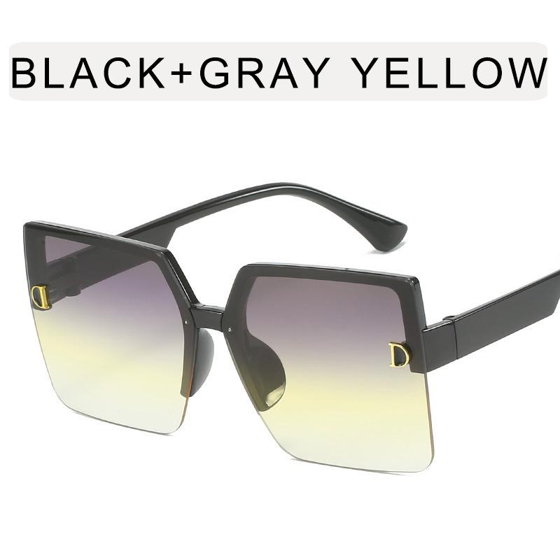 

Fashion Trendy Women Sunglasses Square Shape Big Frame Semi-rimless Sunglasses Female High Quality Women Sun glasses