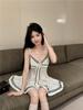 Bow Tie Lace-up Slim JK Uniform Camisole Mini Skirt Dress