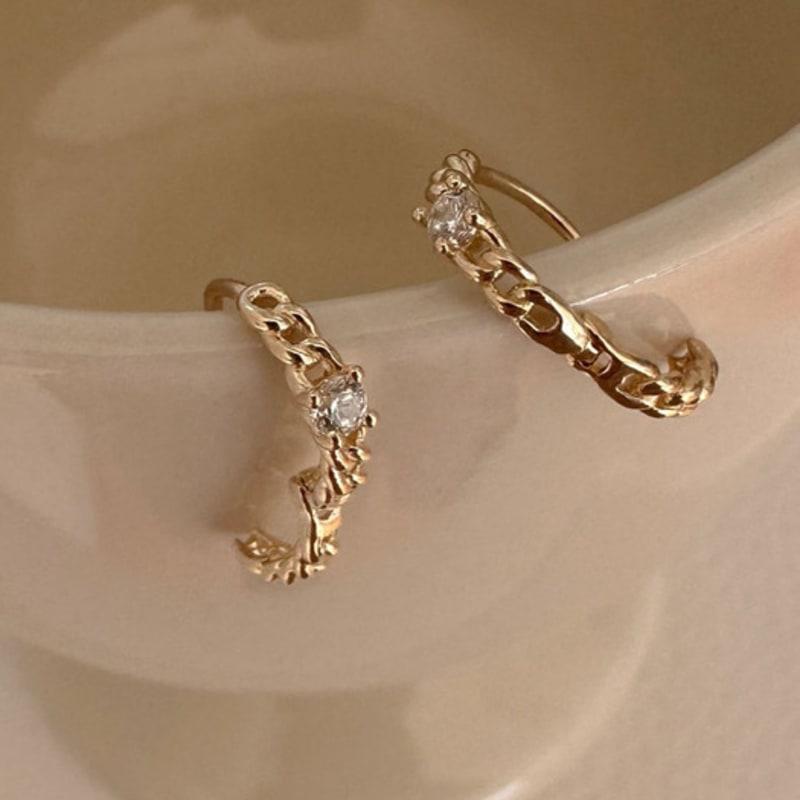 Youngglow 14k Chain Cubic One Touch Ring Earring