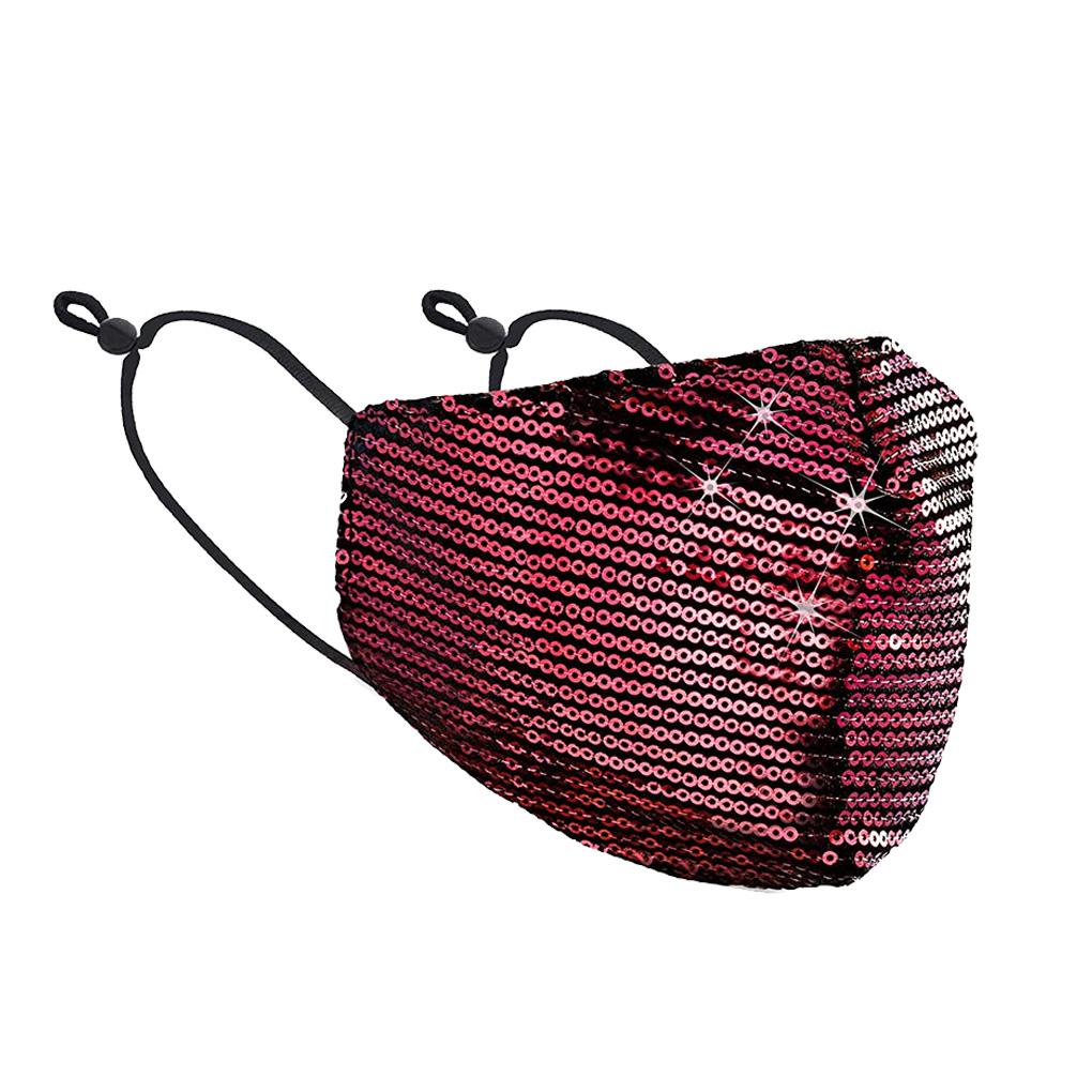 

Маска для рта с дизайном из пайеток, дышащая, с регулируемой ушной петлей, многоразовая, моющаяся защита для рта