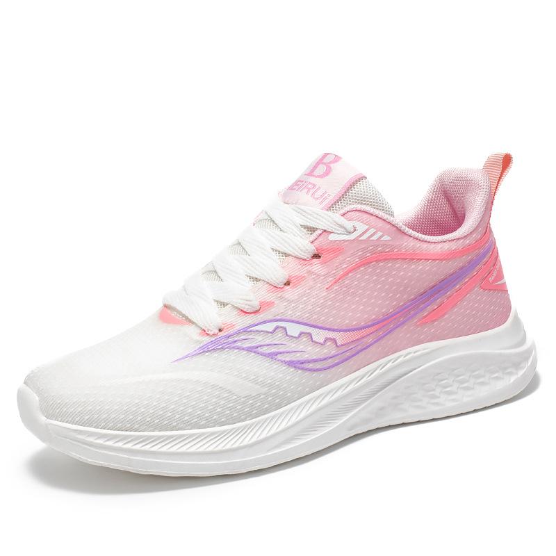 2025 Summer New Women's Shoes Mesh Breathable Versatile Casual Shoes Fashion Sports Running Shoes Flying Woven Printed Shoes
