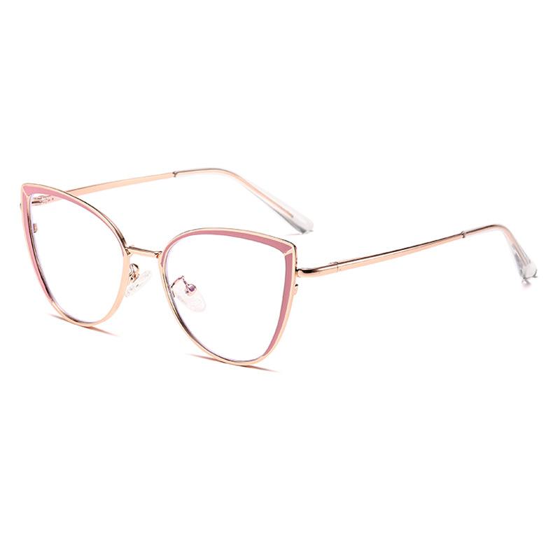 

6221 Модные очки Cat s Eye Metal Spring Leg Flat Glasses 2025 Новые персонализированные простые и тонкие очки с защитой от синего света