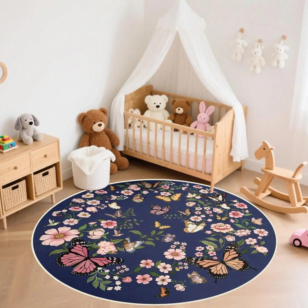 

Luxurious Palace Butterfly Flower Carpet Anti Slip and Easy To Clean Durable Carpet That Can Be Placed in Living Rooms At Home 80cm x 80cm