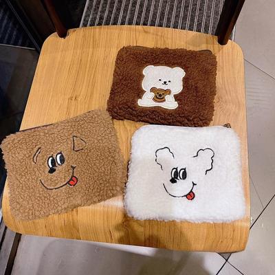 Yumuşak Peluş Kozmetik Çantaları Quare Kahverengi Ayı Köpek Makyaj Çantası Tuvalet Ruj Organizatör