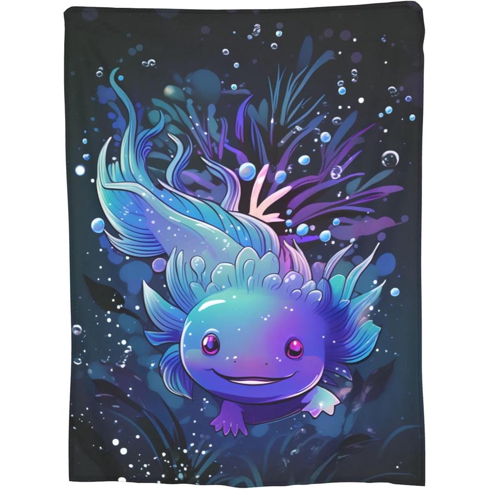 Couverture Axolotl Jolis Cadeaux Axolotls pour Adultes Douce Chaude Légère Confortable Animal Mignon Couvertures Jetées Sombre pour Lit Salon