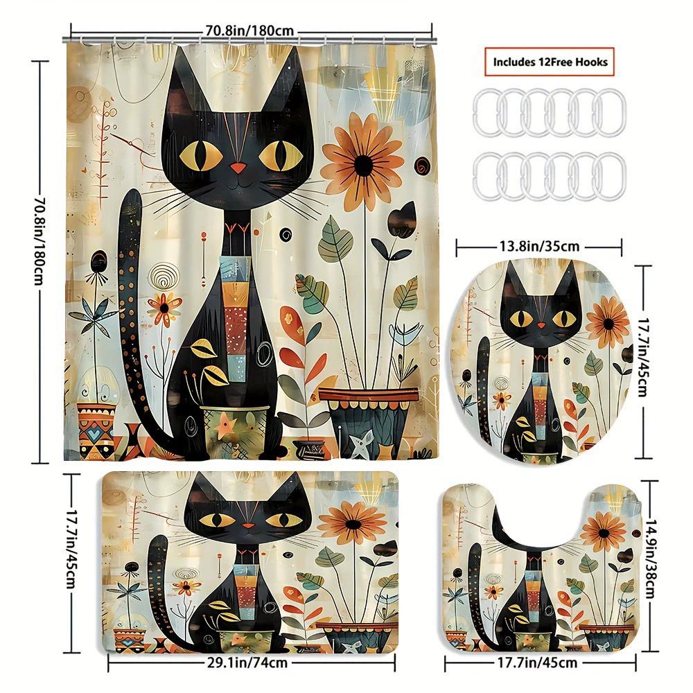 Ensemble de salle de bain récif corallien sous-marin enchanteur - Rideau de douche imperméable, Housse de couvercle de toilette, Tapis de bain et Tapis contour