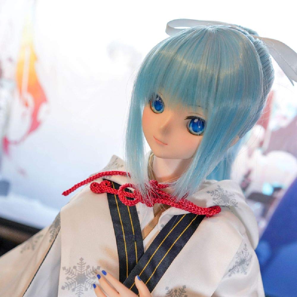 YR EARTH Doll MDD Heat-Resistant Wig, 8-9 Inch, Ponytail, 1/3 BJD, SD, DD, (Blue Silver)