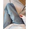 Women's Blue Rhinestone Embroidered Denim Wide-Leg Jeans - Plus Size, High Waist, Slimming, Casual, Versatile, Spring Collection.